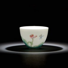 경덕진 옥니 신채하화 찻잔, 혼합색상, 1개