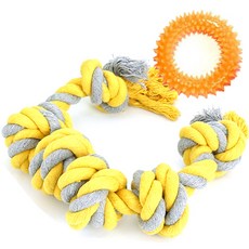 NONDA 大型犬牙齒保健玩具牙線3+凸牙套組, 隨機顏色, 1套