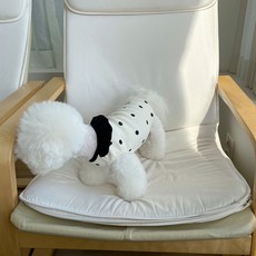 MAGDOG 寵物圓點荷葉邊無袖T恤, 象牙白