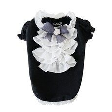 PUPPY ANGEL Petit 荷葉邊寵物襯衫 PA-TS339, 黑色的