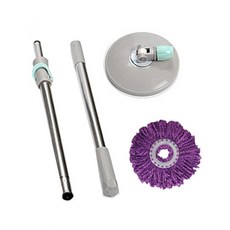 Ocean Well Life 手壓式旋轉濕拖把 清潔桿 + 旋轉盤 + 補充包 紫色, 1套