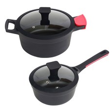 LeBENKUCHEN 電磁爐適用不沾湯鍋 2入, 單水壺18cm+雙水壺20cm, 混合顏色