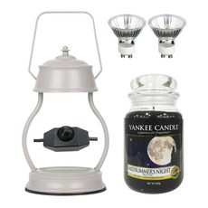 YANKEE CANDLE 造型融燭燈+香氛蠟燭 L號+燈泡 2入, 溫暖（城市），蠟燭（仲夏夜）