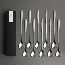 인스푼 엔젤하트 롱티스푼 + 스티커 + 케이스, 실버, 10p