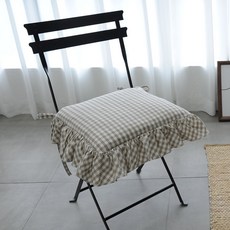 簡約格紋靠墊套, 淺褐色