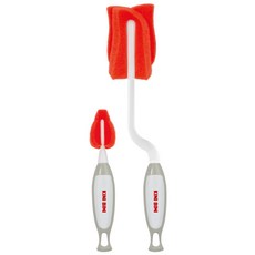 Kinibini 矽膠海綿旋轉奶瓶刷+直立式奶嘴刷組, 1組, 混色