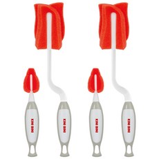 키니비니 국내 제조 실리콘 스펀지 회전 젖병솔 2p + 일자 젖꼭지솔 2p 세트, 1세트, 혼합색상