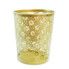 BESTDECO 鏤空金色垃圾桶, 1個, 花