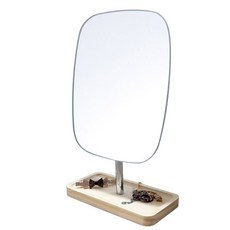 木質圓形方形托盤立式桌鏡, 原木