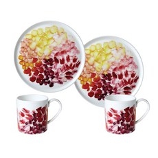 Twig NEWYORK 花瓣甜點餐具套組 4p, 混色, 盤子21.5 cm 2入+杯子8.5*9cm 2入