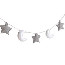 LivingDA 立體毛氈星星月亮掛旗, 灰白色