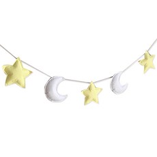 LivingDA 立體毛氈星星月亮掛旗, 黃白色