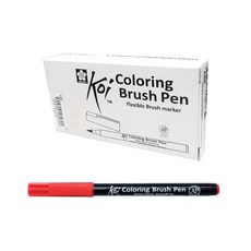 SAKURA 彩色軟毛筆 12入, 朱紅, 1套