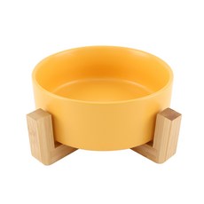 도그아이 반려동물 대나무 받침 식기 L, 머스타드, 1개
