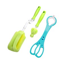 베이비앤아이 클린 젖병솔 세트 + 퍼팩트 젖병집게, 1세트, 에메랄드