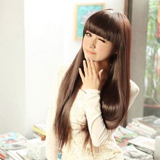 vvgabal 女性長直髮全頂假髮 Cores, 自然黑, 1個