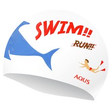 AQUS 印花矽膠泳帽 AC05A20, 白色的