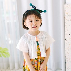 Lala Amang 女童款抓褶花邊短版罩衫