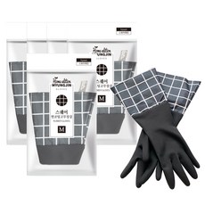 Home Edition MJ 設計棉質塗層橡膠手套 M, 方格 深灰色, 5包