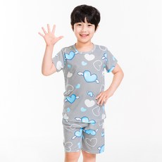 eline 男童學生涼感透氣愛心天使短袖上下居家服睡衣套裝