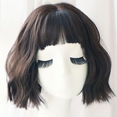 vvgabal 女性短髮波浪全頂假髮 清爽甜心, 深棕色, 1個