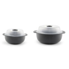 VISVIVA Lumen 微波爐附蓋蒸籠2件組 小型 + 中型, 灰色, 1套