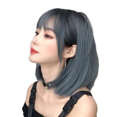 뿌이뿌이가발 여성 짧은 단발머리 통가발 베이링, 1개, 블루그레이