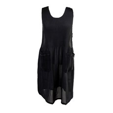 雪紡網紗荷葉邊圍裙, 黑色, 1個