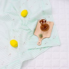 CHOUETTROOM 鴨子印花條紋泡泡紗夏季薄被, 薄荷