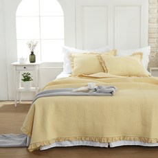 gBEDDING 棉質羅紋薄被+枕套, 黃色的