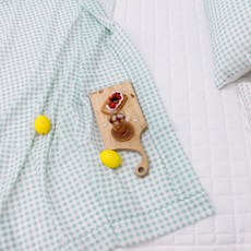 CHOUETTROOM 格紋竹纖維泡泡紗夏季薄被, 綠色