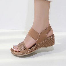 J SHOE 雕花造型後鏤空厚底涼鞋, 駱駝, 225