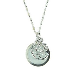 花朵掛脖式時尚放大鏡, 銀