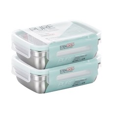 STENLOCK 史丹利 Pure長方形不鏽鋼密封保鮮盒 5號, 730ml, 2個