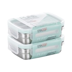 STENLOCK 史丹利 Pure長方形不鏽鋼密封保鮮盒 3號, 350ml, 2個