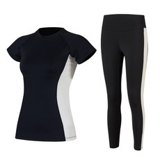 SPICA 女款瑜珈拼色長袖T恤+內搭褲組 SPA527840