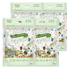 네츄럴랩 포켓 크리스피 고양이간식 스낵, 혼합맛(참치/새싹보리), 80g, 4개