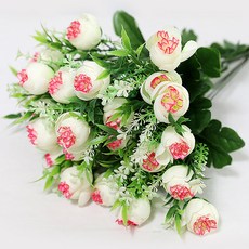 JOART 玫瑰人造花 12束 3入, 奶油粉色