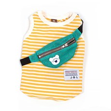 I Love Pet 條紋網眼腰包寵物狗背心, 黃色