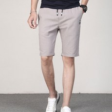 WIZI 男士修身五分亞麻棉質鬆緊帶短褲 WI051PN