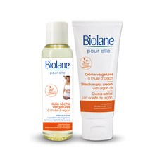 Biolane 法貝兒 媽媽系列摩洛哥堅果撫紋油 125ml+滋潤乳霜 200ml, 1套