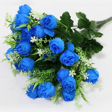 JOART 人造花 掃墓用 12枝Keira玫瑰花束, 藍色