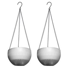 마켓피오 고급무늬 행잉화분 2p, 실버