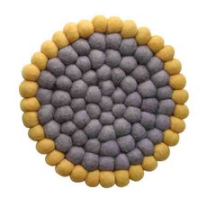 羊毛氈質感隔熱墊 L號, 黃色的, 1個