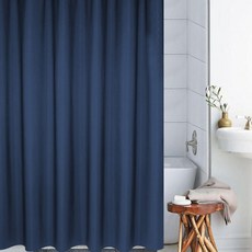 Block Mart 浴室高級蜂巢圖案浴簾 + 浴簾環組, 1套, 海軍藍