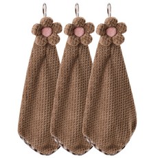 Market Pio 廚房花朵擦手巾, 棕色, 3個