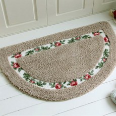 With Gift 普羅旺斯花朵半月形地墊, 米色, 1個