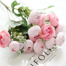 Happy Village 人造花粉彩毛茛, 粉紅色