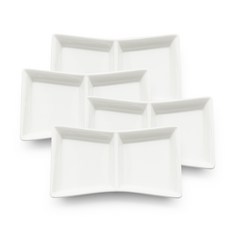 PRELUDE 雙格方形陶瓷小菜盤組, 4入