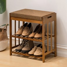 GAPANG 椅式木質預製二層鞋櫃500, 棕色的